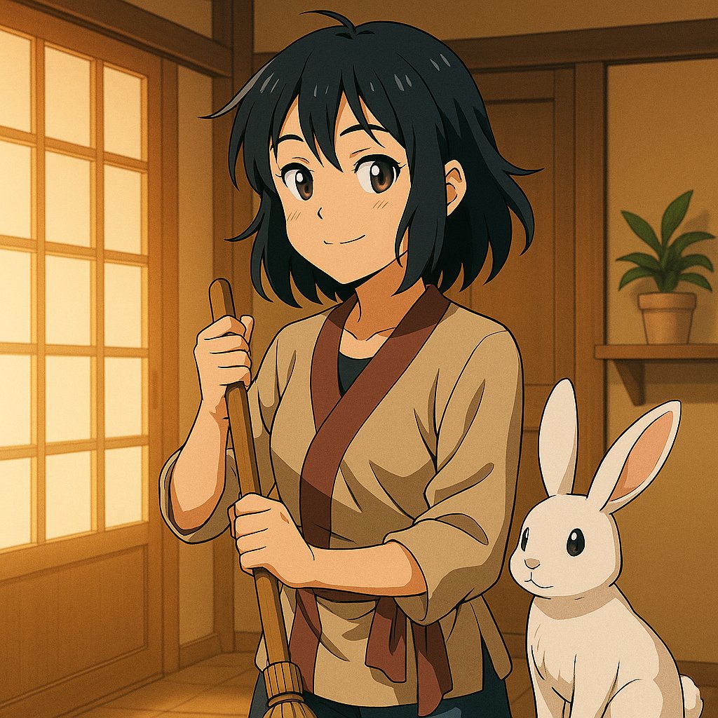 Mirai cleaning with rabbit